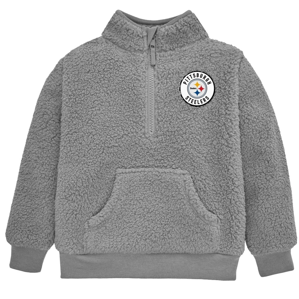 NFL Team Apparel Pittsburgh Steelers Gray 1/4 Zip Fleece Pullover Jacket 18M